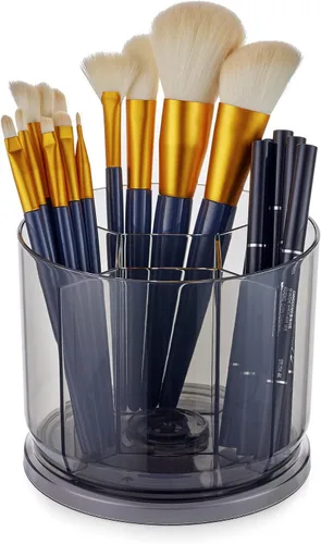 Miniatura 7 de Organizador para brochas de maquillaje - Contenedores de almacenamiento transparentes giratorios de 360° para tocador, escritorio, encimera, soporte