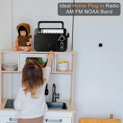 Miniatura 4 de Retekess TR604W AM FM NOAA Radio, Radios meteorológicas de emergencia portátiles con la mejor recepción, alimentadas por AC o batería D, con esfera