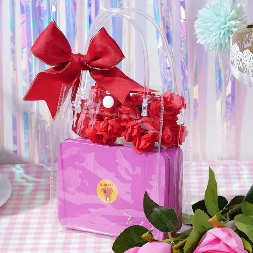 Miniatura 5 de 25 bolsas de regalo de PVC transparente con asas, bolsa de plástico pequeña, envoltura de regalo transparente reutilizable / bolsas de compras
