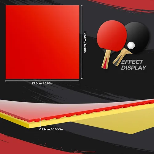 Miniatura 6 de Esponja de goma de PingPong rojo/negro de 0.087 in de repuesto para bate de tenis de mesa, accesorios de 2 unids/set