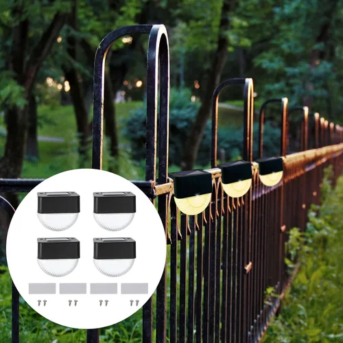 Miniatura 3 de OSALADI 4 Pcs Black Solar Fence Lights Outdoor Wall Lamps Energy-Saving LED for Garden Patio Deck Step Lighting