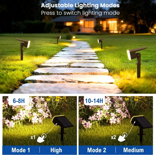 Miniatura 2 de JEJOT Luces solares para exteriores, impermeables, IP65, encendido/apagado automático, 2700 K, 2 modos de iluminación, LED súper brillante, luces