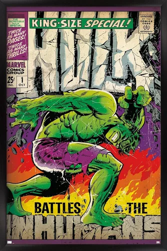 Trends International Marvel Comics Hulk - Póster especial #1 para pared, 34 pulgadas de largo x 22.4 pulgadas, versión enmarcada en negro Versión