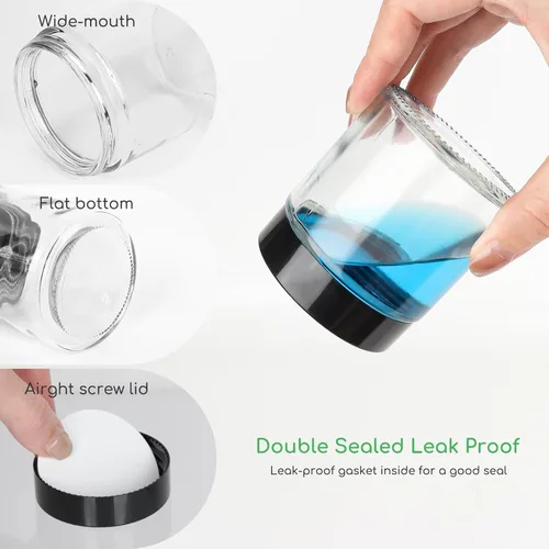 Miniatura 5 de Tarros de vidrio transparente con tapas de 4 onzas – Paquete de 15, tarros de vidrio vacíos de 4.2 fl oz con revestimientos interiores y tapas
