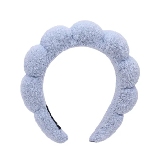 Miniatura 13 de Diadema de esponja de toalla de rizo para mujer, diadema de ducha hinchada para lavado facial, eliminación de maquillaje (paquete de 4, negro)