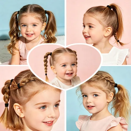 Miniatura 6 de Lazos para el pelo de bebé de 500 piezas, lazos de algodón suave para el pelo de los niños, pequeñas bandas para el pelo sin costuras para niñas
