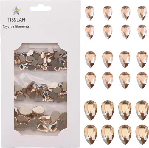 Miniatura 12 de 100 piezas de diamantes de imitación de cristal iridiscente púrpura iridiscente AB pera 3D laminados para uñas, dijes de decoración de 3 tamaños