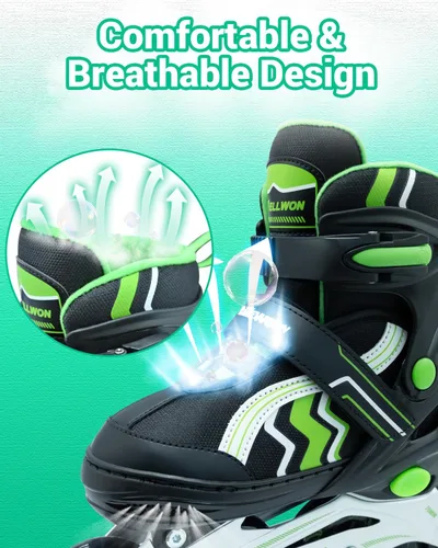 Miniatura 3 de Patines en línea para niños y niñas de 6 a 12 años, patines ajustables para principiantes con ruedas iluminadas para niños, jóvenes y adolescentes