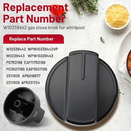 Miniatura 2 de Reemplazos de Pomos de Estufa de Gas W10339442 Mejorados para Gama de Gas Whirlpool, Reemplaza WPW10339442VP, 2311008, AP6019877, PS11753188