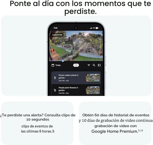 Miniatura 8 de Google Nest Cam Outdoor (cableada, 2.ª generación) - Cámara de seguridad con video 2K y Géminis, visión nocturna, audio bidireccional - Funciona