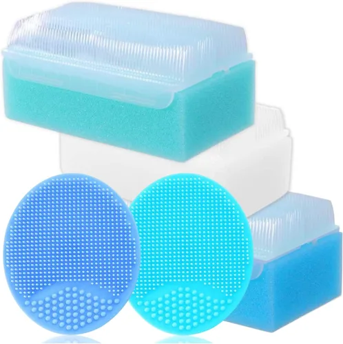 Miniatura 10 de Cepillo y Esponja para Costra Láctea del Bebé - Esenciales de Baño para Recién Nacidos Peine de Tratamiento Esponjas de Baño para Bebés
