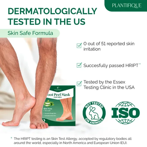 Miniatura 4 de PLANTIFIQUE Mascarilla exfoliante para pies, paquete de 2 para hombres Dermatológicamente probada, repara talones y elimina piel seca muerta