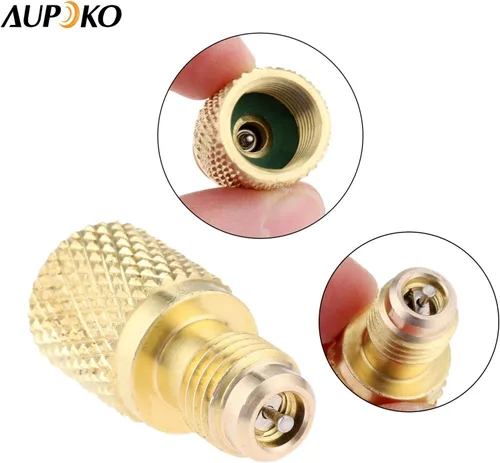 Miniatura 5 de Adaptador de ajuste de latón R134A, 1/4" macho a 1/2" hembra para tanque de refrigerante con núcleo de válvula, se adapta al sistema de refrigerante