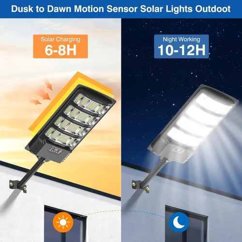 Miniatura 2 de Farolas solares impermeables para exteriores, luz de inundación de ángulo de 320° de 6500 K, luz de estacionamiento solar 5730 LED con sensor