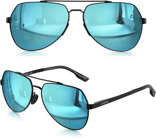 Miniatura 2 de LUENX Lentes de sol de aviador para hombres y mujeres, polarizados, marco de metal grande, protección UV 400