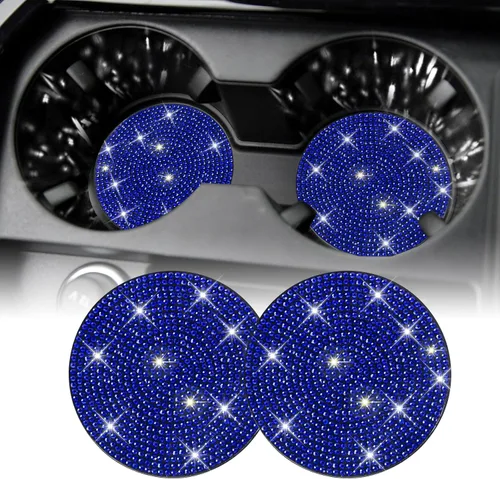 Miniatura 18 de SINGARO - Posavasos brillantes para automóvil, 4 posavasos antideslizantes universales, decorativos e integrados, accesorios para interiores de Rojo