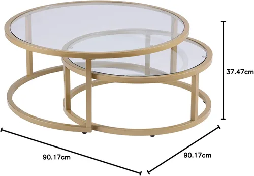 Miniatura 17 de SEI Furniture Evelyn Glam - Mesa auxiliar anidable (2 unidades), color dorado
