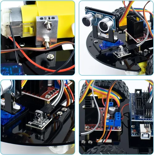 Miniatura 5 de Kit de chasis de coche robot inteligente LAFVIN 2WD con módulo ultrasónico, placa R3, compatible con control remoto y Arduino IDE, kit de bricolaje
