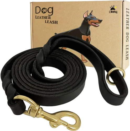 Miniatura 9 de LWBMG Correa de cuero para perro de 8 x 3/4 pulgadas, correas de perro para perros grandes, resistentes, fuertes y suaves, hechas a mano, trenzadas