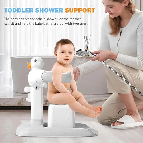 Miniatura 6 de Soporte de ducha de bebé de altura ajustable con base antideslizante, soporte de pie para ducha de baño, ayudante de baño portátil