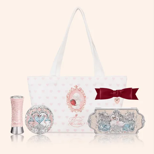 Miniatura 9 de Flower Knows Little Angel - Juego de maquillaje de 5 piezas, lápiz labial mate (C04) + rubor crema (04) + sombra de ojos (01) + bolsa de lona + clip