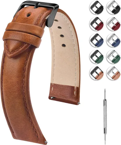 Miniatura 44 de Fullmosa Correa de reloj de piel de liberación rápida para hombres y mujeres, correas de repuesto de ancho 0.472 in, 0.551 in, 0.630 in, 0.709 in