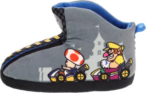 Miniatura 3 de SUPER MARIO Mariokart Nintendo - Pantuflas Mismatch para niños, Mario Luigi Yoshi Peach, gris, talla 1011 para niños pequeños talla 34