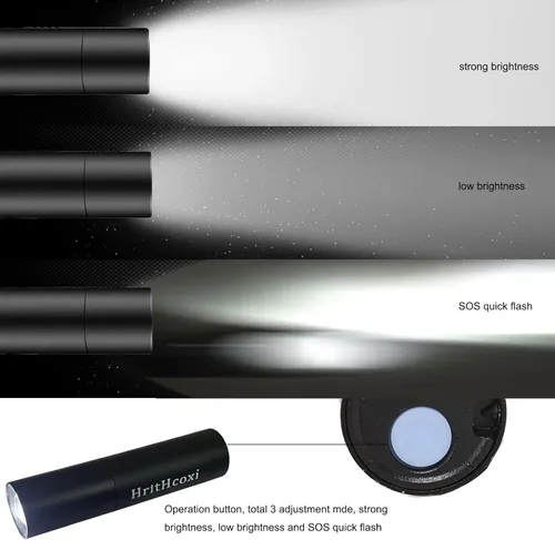 Miniatura 7 de Mini linternas LED recargables, 6 piezas de luz de flash de alto brillo con batería de litio, 3 modos XPE 1200 lúmenes, linterna impermeable