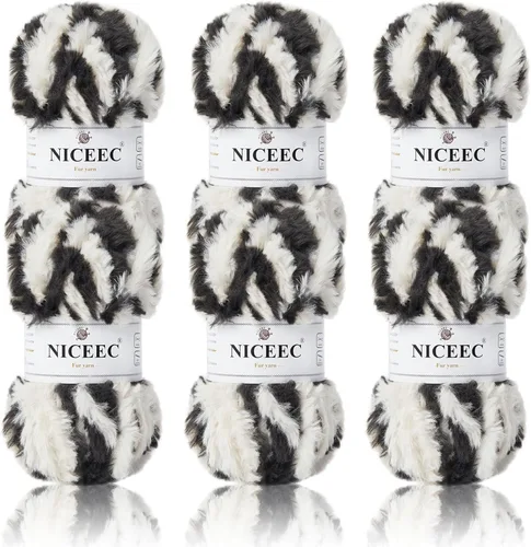 Miniatura 30 de NICEEC Hilo de Pelo Sintético Super Suave, Grueso y Esponjoso, Hilo de Pestañas para Crochet y Tejido (Longitud Total 192m/9.1kg) - Otoño/300g