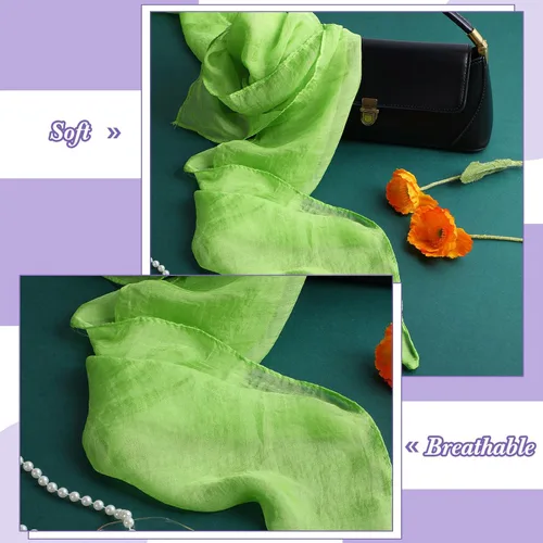 Miniatura 8 de Bufanda para la cabeza de gasa verde de Halloween y diadema ancha morada para mujer, bufanda de cuello de cinta, pañuelo de satén lavanda