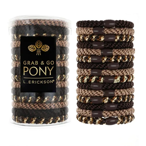 Miniatura 14 de Coleteros dorados para cabello grueso, sujetadores de cola de caballo para llevar, paquete de 8, beige metálico, bandas gruesas sin arrugas