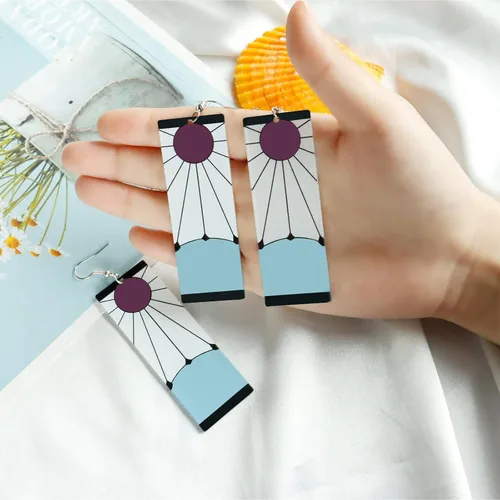 Miniatura 5 de Tanjiro - Pendientes colgantes para mujer anime cosplay para hombres Kimetsu No Yaiba anime cosplay regalo de Navidad para niñas Acrílico otro