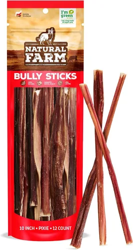 Miniatura 10 de Natural Farm Bully Sticks (6 pulgadas, paquete de 50), golosinas de carne fina Pixie Pizzle, sin granos, alta proteína, la mejor alternativa