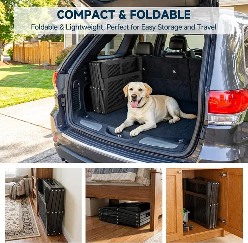 Miniatura 5 de DoCred Rampa para perros para automóvil, escalones plegables para perros con superficie antideslizante, escaleras para perros para automóviles