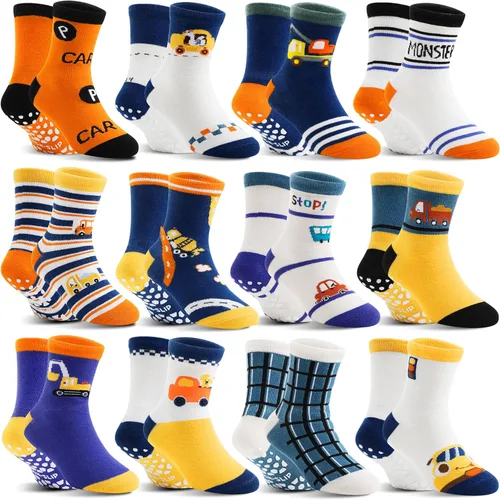 Miniatura 6 de 12 pares de calcetines antideslizantes de algodón para bebés, niños y niñas