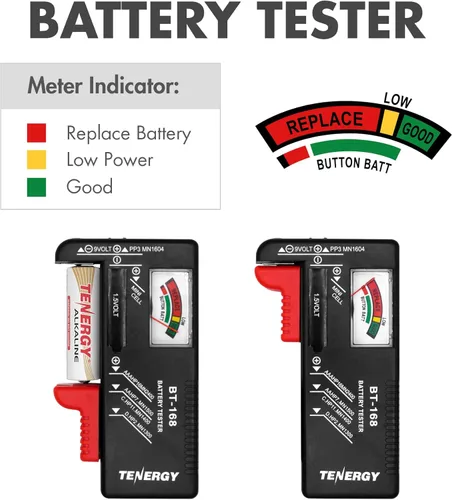 Miniatura 5 de Tenergy Estuche Organizador de Almacenamiento de Baterías con Probador de Baterías, Contiene 60 Baterías AA AAA C D 9V (Baterías no Incluidas)