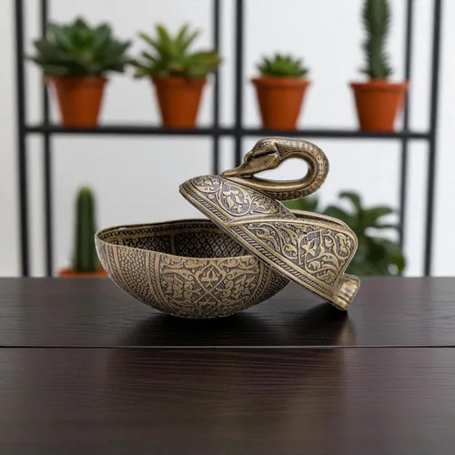 Miniatura 7 de Alisveristime Azucarero de latón recubierto hecho a mano con tapa, plato para caramelos, soporte para sal para barra de café (Kugu Big Bowl)