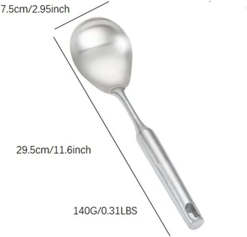 Miniatura 5 de Cuchara de arroz, cuchara de acero inoxidable, espátula para servir, cucharón, utensilio de cocina para restaurante y hogar, mango a prueba