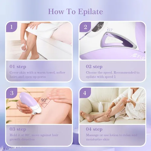 Miniatura 7 de Depiladoras, Depiladora de deslizamiento suave sin dolor de 2 velocidades para mujeres, depiladora de depilación facial recargable inalámbrica