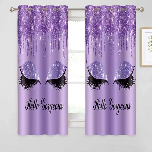 Miniatura 9 de Hello Gorgeous - Cortina de pestañas de unicornio, para oscurecer la habitación, con aislamiento térmico, con ojales, para decoración de dormitorio