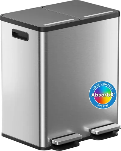 Miniatura 9 de iTouchless SoftStep - Bote de basura de acero inoxidable, 13.2 galones, sistema de filtro de olores, pedal y tapa con cierre silencioso y fino