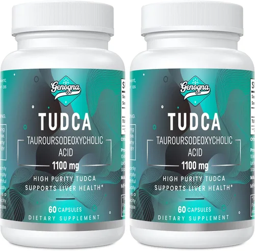 Miniatura 8 de TUDCA Suplemento de apoyo hepático de 1100 mg para limpieza desintoxicante, sales biliares solubles en agua con fuerte sabor amargo, 60 cápsulas