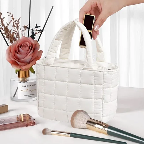 Miniatura 6 de CAMTOP Bolsa de maquillaje para mujeres y niñas, bolsas de cosméticos de viaje, neceser de viaje, bolsa con cremallera (beige)
