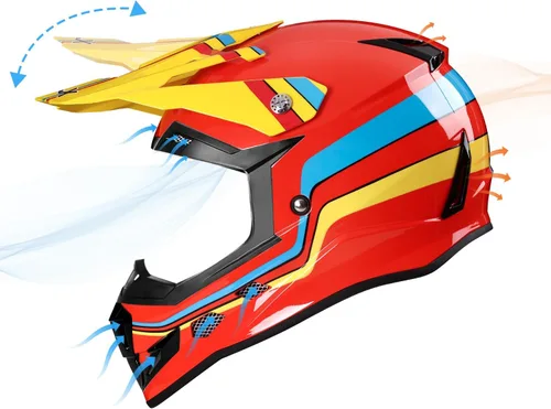 Miniatura 5 de GLX GX623 - Combo de casco de motocross y ATV para jóvenes, rojo retro, talla S, DOT Rojo (Retro Red)