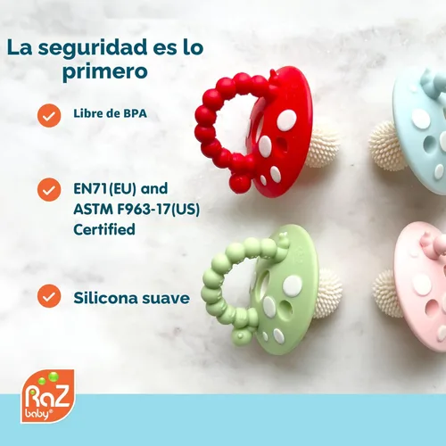 Miniatura 6 de RaZbaby Juguete mordedor de silicona suave para bebés de 3 meses y bebé, masajeador, cerdas para aliviar la dentición, alivia las encías doloridas