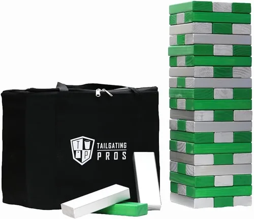 Miniatura 50 de Tailgating Pros Maderas Gigantes Premium que se Derrumban con Estuche de Transporte – ¡Elige los Colores de tu Equipo! Juego Gigante para Patio al