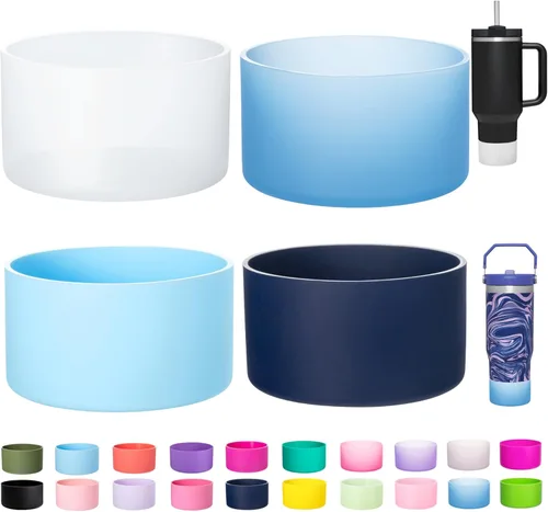 Miniatura 13 de LONPARRY Paquete de 4 fundas para botas Stanley Tumbler 40 30 oz Protector de fondo para Stanley Cup Quencher H2.0 Funda de silicona Stanley IceFlow