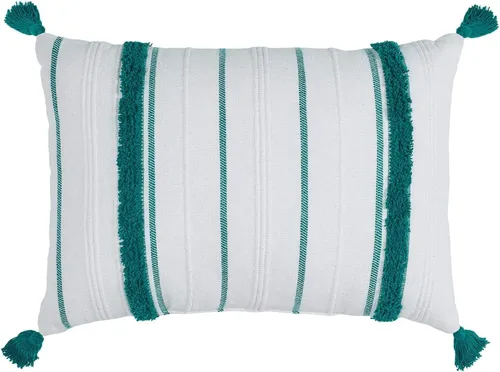 Miniatura 10 de Indigo Ink - Almohada decorativa, almohada de rayas acolchadas con borlas, almohadas decorativas para sofá o cama, decoración bohemia para el hogar
