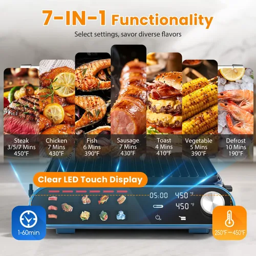 Miniatura 2 de Taylor Swoden Sandwichera Panini Press 10 en 1, parrilla eléctrica de interior de 1600 W con placas antiadherentes de doble cara, pantalla táctil