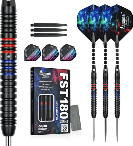 Formula Sports Juego de dardos de metal 90% tungsteno, juego de dardos profesionales de punta de acero de 0.74 oz/0.78 oz/0.81 oz/0.85 oz, con ejes